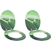 vidaXL Zacht-sluit toiletzitting 2 st Groene Druppel 44 x 38 cm