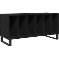 vidaXL Platenkast Zwart Eiken 100 x 38 x 48 cm Bewerkt hout