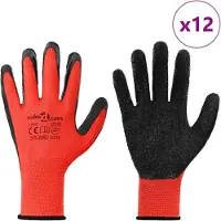 vidaXL Werkhandschoenen 12 pcs Rood en Zwart 10 / xl Latex Coating