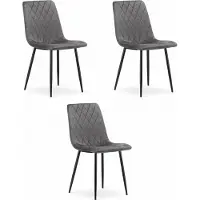 Leobert Chaise - - Turijn - Donkergrijs fluweel - 44,5 x 53 x 88,5 cm - Lot van 3