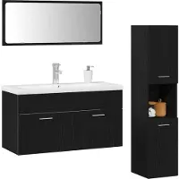 vidaXL Badkamermeubel Set met lade 4 pcs Zwart Eiken Bewerkt hout