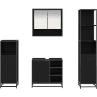 vidaXL Badkamermeubel Set 4 st Zwart Eiken 65 x 33 x 60 cm