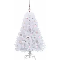 vidaXL Kunstmatige Hinged Kerstboom Wit 120 cm PVC en Staal