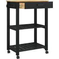 vidaXL Keukenwagen MONZA, zwart, 60 x 40 x 88,5 cm, massief grenenhout