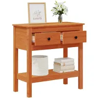 vidaXL Wandtafel met lade Wasbruin 75 x 35 x 75 cm Massief Vurenhout