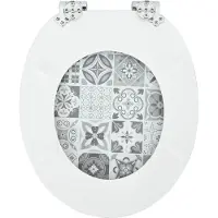 vidaXL Toiletbril 2 pcs Blauw en Wit Porselein 44 x 38 cm Bewerkt hout