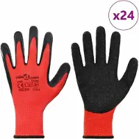 vidaXL Werkhandschoenen 24 pcs Rood en Zwart 8 / m Latex Coating