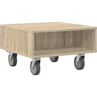 vidaXL Bijzettafel met wielen Sonoma Eik 50,5 x 50 x 30 cm