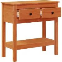 vidaXL Wandtafel met lade Wasbruin 75 x 35 x 75 cm Massief Vurenhout