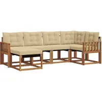 vidaXL Buiten bank set 6 st Natuurlijk en Beige