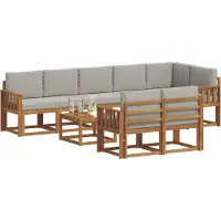 vidaXL Buiten bank set 9 st Natuurlijk en Licht Grijs