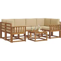 vidaXL Buiten bank set 7 st Natuurlijk en Beige