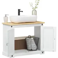 vidaXL Wastafelkast met plank Wit 73 x 33 x 60 cm Massief grenenhout