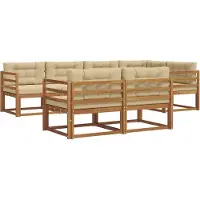 vidaXL Buiten bank set 8 st Natuurlijk en Beige