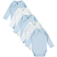 Petit Bateau Set van katoenen babyrompertjes met lange mouwen en print Unisex Rompertje - Blauw + Blauw/Wit + Blauw/Wit + Wit/Blauw + Wit