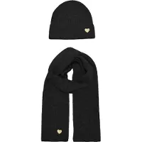 Kids Only Mütze und Schal - Strick - KogAvery - Black/Gold Heart - - One Size - Mützen