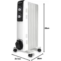 Orbegozo RF 1500, Elektrische olie radiator, Olie, Olie, Voor binnen gebruik, Vloer, Wit