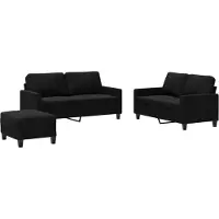 vidaXL 3-delige Loungeset met kussens fluweel zwart