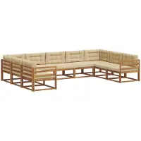 vidaXL Buiten bank set 9 st Natuurlijk en Beige