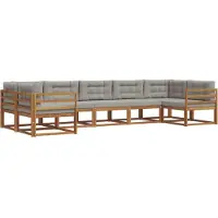 vidaXL Buiten bank set met kussen 7 pcs Natuurlijk en Licht Grijs