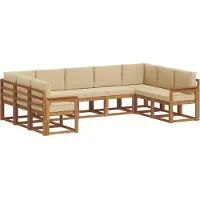 vidaXL Buiten bank set 9 st Natuurlijk en Beige