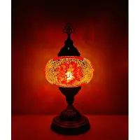 Halay Turkse tafellamp met een 13 cm grote, oranje mozaïekbol – Oosterse lamp voor sfeervolle verlichting