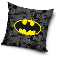 Carbotex Sierkussen Batman- Logo- zwart-Geel- 40x40cm- polyester
