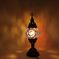 Halay Turkse mozaïeklamp - Handgemaakte tafellamp - Oosterse lamp - Diameter 12 cm - Hoogte 30 cm - Kleurrijk en authentiek