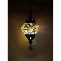 Halay Oosterse lamp - hanglamp multicolour - 1 stuk - handgemaakt met mozaïek glas