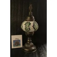 Halay Handgemaakte Turkse sfeerlamp met groen en witte Mozaïek nachtlamp Oosterse Sprookjes tafellamp