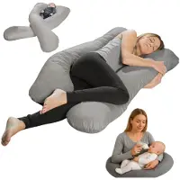 Sleepling body pillow - zijslaperkussen 140x75 cm - lang kussen met afneembare hoes van microvezel - als zwangerschapskussen, voedingskussen of lichaamskussen - Made in EU - 140 x 75 x 20 cm - grijs