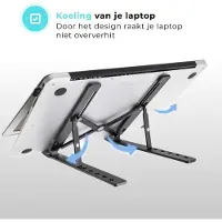 Jumada - Office Laptop Standaard Verstelbaar - Ergonomisch - Aluminium - Zwart - Maximale schermformaat: 17 - Minimale schermafmeting: 9 inch