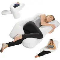 Sleepling body pillow - zijslaperkussen 140x75 cm - lang kussen met afneembare hoes van katoen - als zwangerschapskussen, voedingskussen of lichaamskussen - Made in EU - 140 x 75 x 20 cm - wit