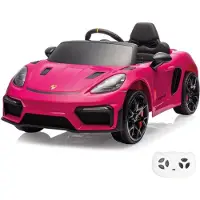 Vrooomy Porsche 718 Spyder RS 12V Elektrische Kinderauto 1 tot 5 jaar – Officieel Gelicentieerd met Vernieuwde Li-ion Accu – Luxe Sportwagen met Afstandsbediening & Bluetooth – Roze