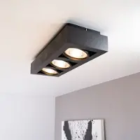 LUSENZ Castor nero III by - Rechthoekige 3-lichts plafondlamp met richtbare spots en matzwarte coating