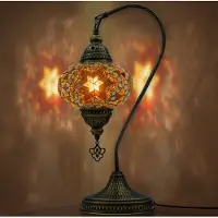 Halay Mozaïek zwanenhals tafellamp, handgemaakt nachtlampje, Turks-Arabische Tiffany-lamp voor slaapkamer en woonkamer, cadeau-idee