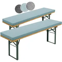 Sleepling bierbankkussen set van 2 - bankkussen 220x25 cm - dik zitkussen voor bierbank - elastische bevestigingslussen - bankkussen buiten en binnen – Made in EU - 220 x 25 x 4 cm - turkoois