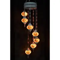 Halay Hanglamp multicolour wit zilver glas mozaïek Oosterse lamp kroonluchter Crèmewit 7 bollen