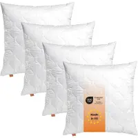 Sleepling Komfort 100 - hoofdkussen 50x50 cm 4-delige set - kussen van polyester - geschikt voor mensen met allergieën - als slaapkussen, bankkussen of sierkussen - Made in EU - 50 x 50 cm - wit