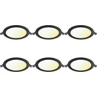BES LED LED Downlight Inbouwspot Dimbaar 6 Stuks - Brinton Thin - 12W 1120lm 120° Bundelhoek - Aanpasbare Lichtkleur 3000K-4000K-6500K - IP40 - Rond - Zwart - Ø170mm Buitenmaat - Ø150mm Zaagmaat
