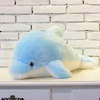 Halay Knuffel nachtlampje - dolfijn blauw - 30cm zachte blauwe pluche - met LED licht