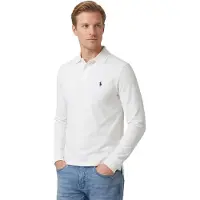 Ralph Lauren Heren Witte Slim Fit piqué polo met lange mouwen, wit (3XL), Casual, Katoen 710681126001