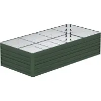 NaiZy 240x60x58cm Groen Metalen Bloempot voor Verhoogde Bloembedden, 1730L Verzinkt Staal, Rechthoekig Plantenbed om Zelf te Bouwen, Outdoor Plantenbak voor Groenten/Bloemen/Fruit/Kruiden,