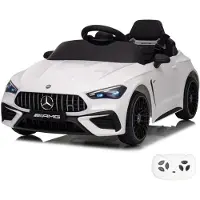 Vrooomy Mercedes-Benz CLE53 AMG 12V Elektrische Kinderauto 1 tot 5 jaar – Officieel Gelicentieerd met Vernieuwde Li-ion Batterij – Luxe Coupé met Synthetisch Leder Zitje, EVA-Wielen & Bluetooth – Wit