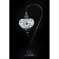 Halay Turkse tafellamp met wit glazen mozaïek, diameter 13 cm en hoogte 39 cm – een oosterse lamp voor sfeervolle verlichting