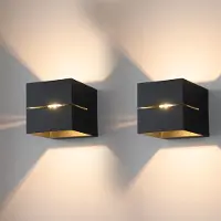 LUSENZ wandlamp kubusvorm – 2 stuks – 3 watt G9 fitting – dimbaar – mat zwart aluminium – IP20 – up and down light binnen – wandlamp design woonkamer slaapkamer keuken