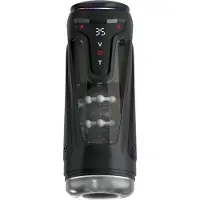 Usorteret Elite Moto-Bator Pro - geribbelde, verwarmende stootmasturbator (zwart)
