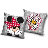 Carbotex Minnie Mouse Kussenhoes – 40x40 cm – Zacht Fluweel – Grijs – Kussensloop