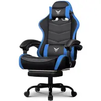 GTPLAYER Gaming Stoel, Kantoelstoel, Ergonomische gamingstoel met voetsteun, verstelbare hoofdsteun en lendensteun, gaming fauteuil, blauw