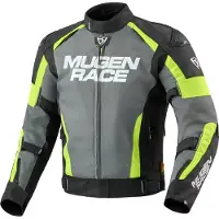 MUGENRACE Romano Donkergrijs Zwart Fluo Gele Waterdichte Textieljas Maat 3XL